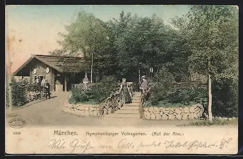 AK München, Nymphenburger Volksgarten, Auf der Alm