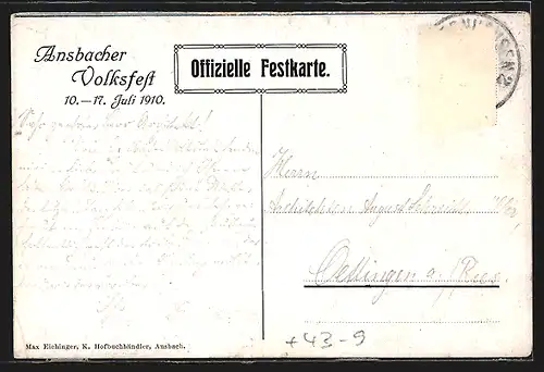 AK Ansbach, Volksfest 1910, Grosser hist. Festzug