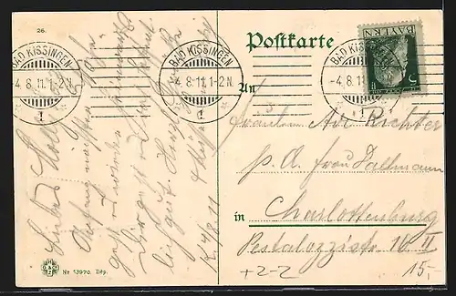 AK Bad Kissingen, Konversationshaus und Kurgarten, bayrische Briefmarken, Wappen