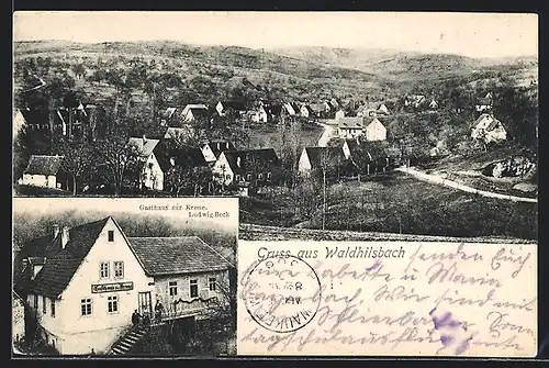 AK Waldhilsbach, Gasthaus zur Krone, Teilansicht