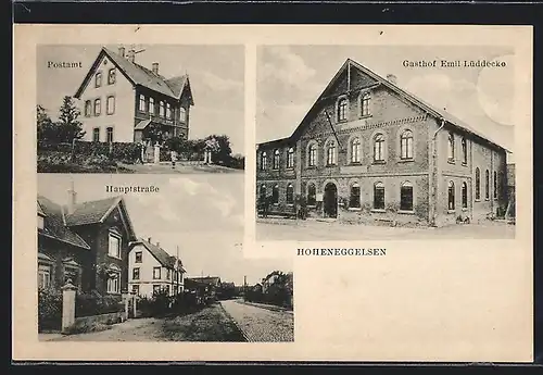 AK Hoheneggelsen, Gasthof Emil Lüddecke, Postamt, Hauptstrasse