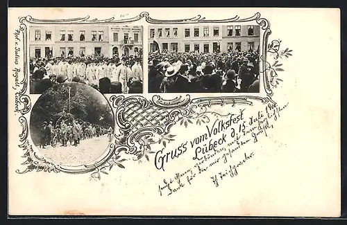 AK Lübeck, Volksfest 1900, Mehrfachansicht