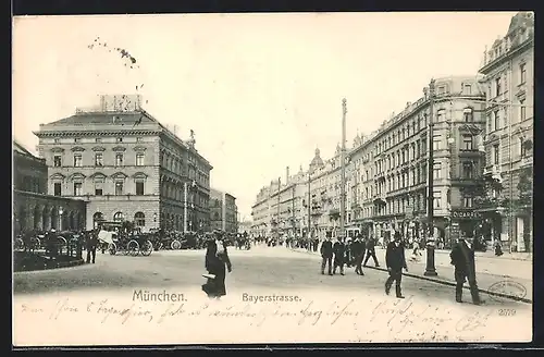 AK München, Stadtleben in der Bayerstrasse