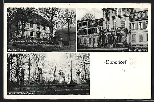 AK Donndorf, Gasthaus Adler, Schloss Fantasie mit Schlosspark