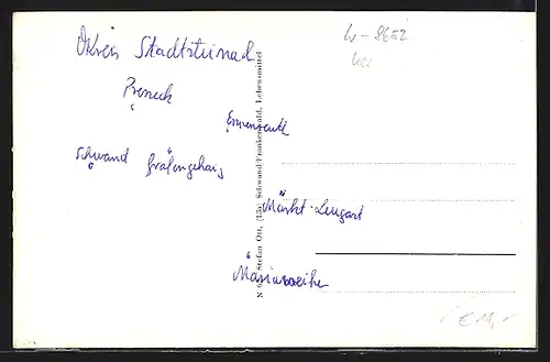 AK Schwand /Frankenwald, Hauptstrasse mit Schule, Gebäudeansicht mit LKW