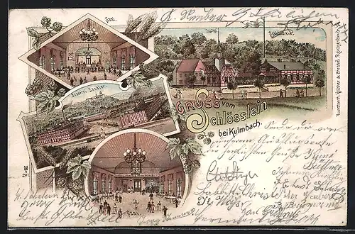 Lithographie Kulmbach, Gaststätte Schlösslein, Brauerei Sandler