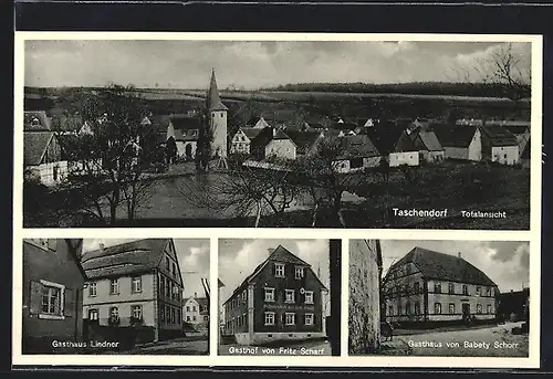 AK Taschendorf, Gasthaus Lindner, Gasthaus von Fritz Scharf, Gasthaus von Babety Schorr