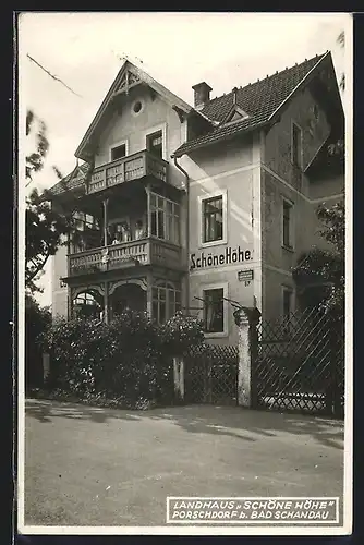 AK Porschdorf b. Bad Schandau, Landhaus Schöne Höhe, Vorderansicht