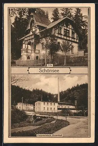 AK Schönsee, Pappenfabrik Rosenhof, Villa