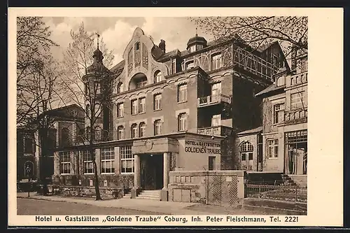 AK Coburg, Hotel u. Gaststätten Goldene Traube, Inh. Peter Fleischmann