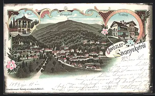 Lithographie Savanyukut, Kut, Fürdöhaz