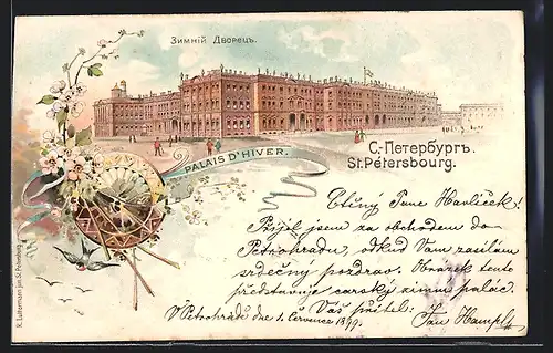 Lithographie St. Petersbourg, Palais d`Hiver