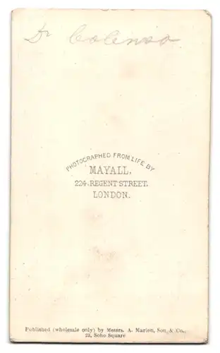 Fotografie Mayall, London, 224 Regent St., John William Colenso, erster anglikanischer Bischof von Natal (Südafrika)