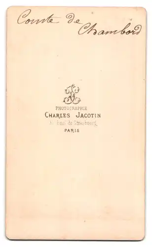 Fotografie Charles Jacotin, Paris, Portrait Henri d`Artois, Heinrich V., König von Frankreich, nach einem Gemälde