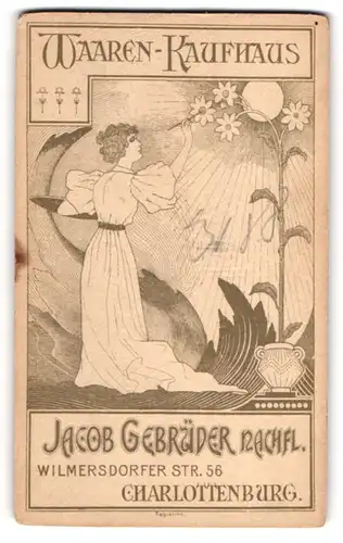 Fotografie Jacob Gebrüder Nachfl., Charlottenburg, junge Malerin malt ein Wandbild mit Blumen