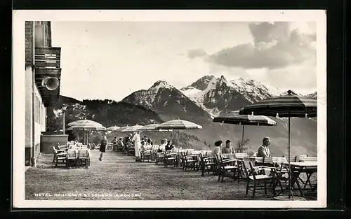 AK St. Johann im Pongau, Hotel Hahnbaum, Terrasse mit Ausblick