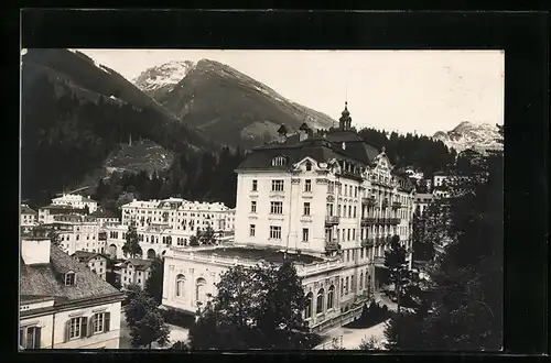 AK Badgastein, Hotel del Europè aus der Vogelschau