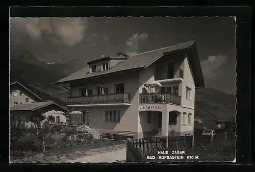 AK Bad Hofgastein, Pension Haus Zagar mit Strasse