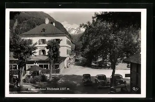 AK Böckstein, Kurbadehaus mit Strasse aus der Vogelschau