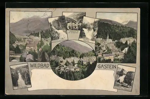 AK Gastein, Badgastein von der Schillerhöhe, oberer & unterer Fall