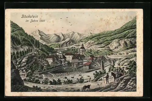 Künstler-AK Böckstein, Gesamtansicht von 1820