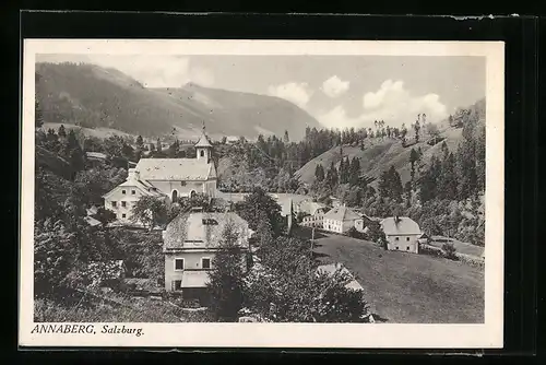 AK Annaberg, Ortsansicht mit Kirche aus der Vogelschau