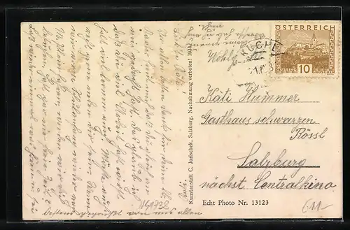 AK Kuchl, Eingangsstrasse mit Blick in den Ort, Kirche