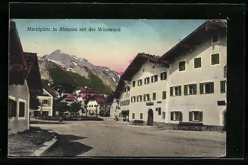AK Abtenau, Partie am Marktplatz mit Blick auf die Wieswand