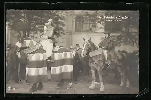 AK Kaiserhuldigung, Gr. IV. Aufzug zum Turnier, Spielszene