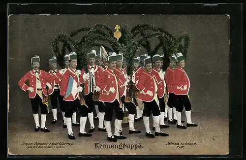 AK München, Kronengruppe zum Schäfflertanz