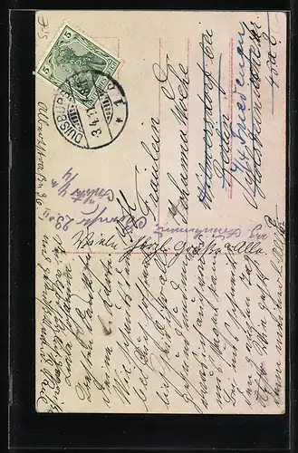 AK Hübsche Frau mit blumigen Hut und Pelz