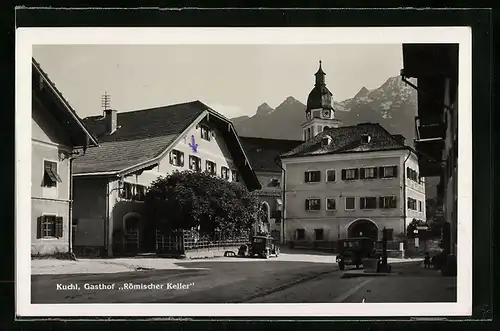 AK Kuchl, Gasthof Römischer Keller, Ortspartie