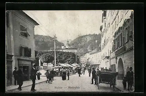 AK Hallein, Marktplatz an einem Markttag