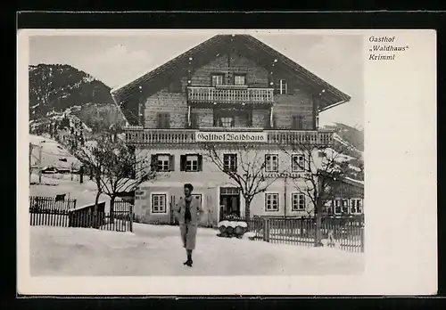 AK Krimml, Gasthof Waldhaus im Schnee