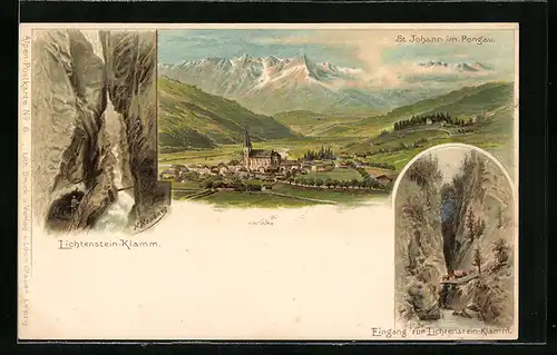 Lithographie St. Johann im Pongau, Lichtenstein-Klamm