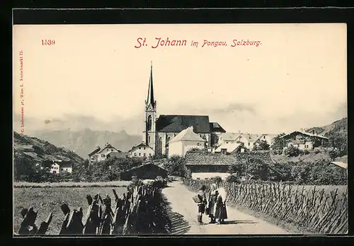 AK Sankt Johann im Pongau, Blick zur Kirche