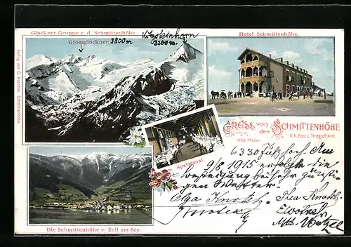 AK Zell am See, Hotel Schmittenhöhe, Gesamtansicht, Grossglockner