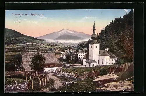 AK Thomatal, Ortspartie mit Kirche und Speiereck