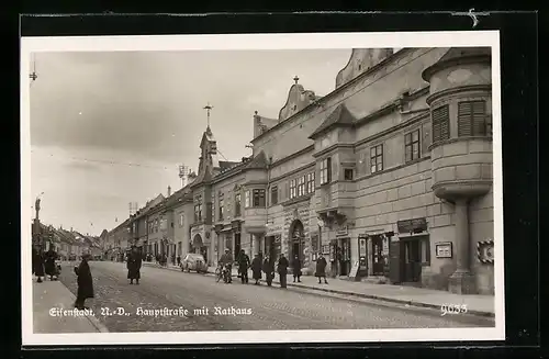 AK Eisenstadt, Hauptstrasse mit Rathaus