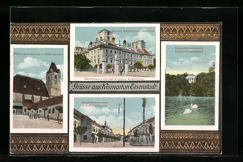 AK Eisenstadt, Residenzschloss des Fürsten Eszterbázy, Pfarrkirche, Leopoldinentempel