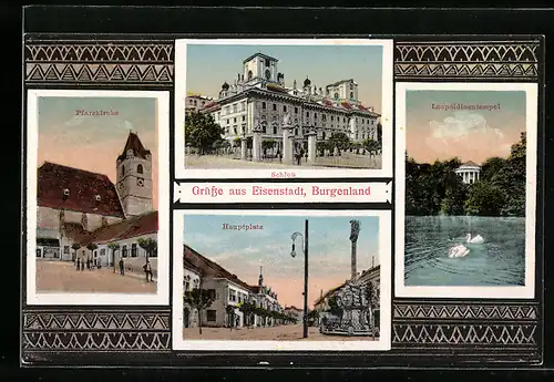 AK Eisenstadt, Schloss, Pfarrkirche, Hauptplatz