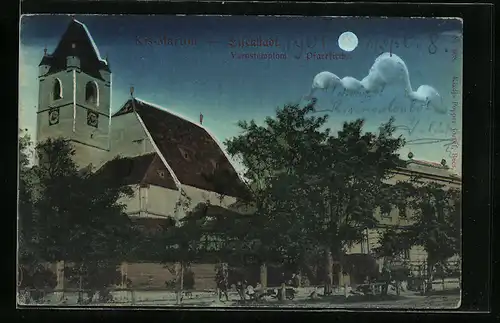 AK Eisenstadt, Pfarrkirche bei Vollmond