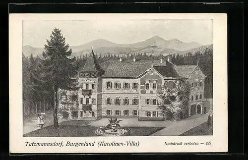 AK Tatzmannsdorf, Blick auf Karolinen-Villa