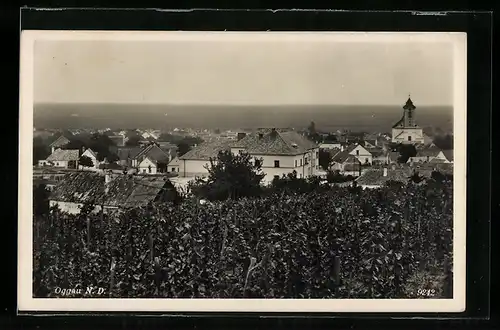 AK Oggau, Ortsansicht mit Kirche bei Tag