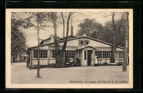 AK Bruck a. d. Leitha, Blick auf Café Milchhalle