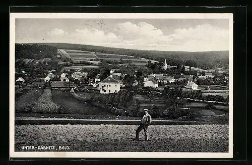 AK Unter-Rabnitz, Teilansicht und Mann