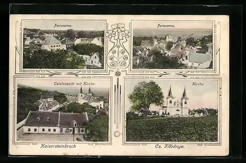 AK Kaisersteinbruch, Totalansicht mit Kirche, Panorama