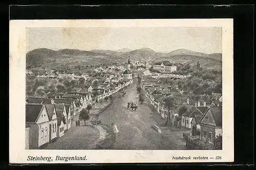 AK Steinberg /Burgenland, Strassenpartie aus der Vogelschau