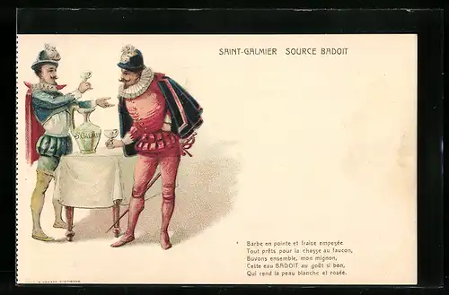 Lithographie Reklame, Saint-Galmier Source Badoit, Conquistadores