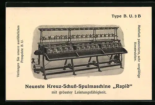 AK Horgen, Maschinenfabrik Schweiter AG, Kreuz-Schuss-Spulmaschine Rapid, Reklame